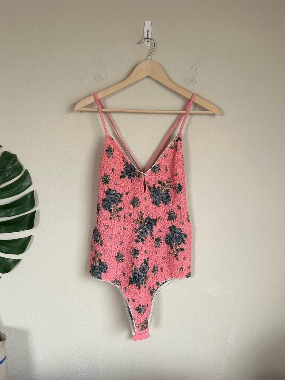 Free People Pink Seaside Rose Smocked Bodysuit
